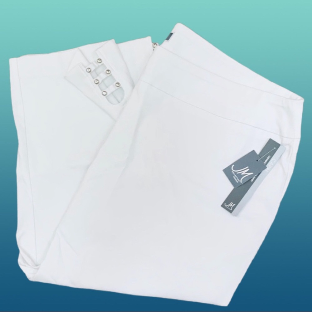 JM COLLECTION BRIGHT WOMENS WHITE CAPRI PANTS